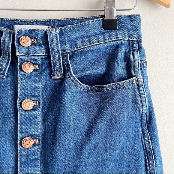Madewell‎ Stretch Denim Straight Miniskirt Button Front, Size 25 - Picture 5 of 10